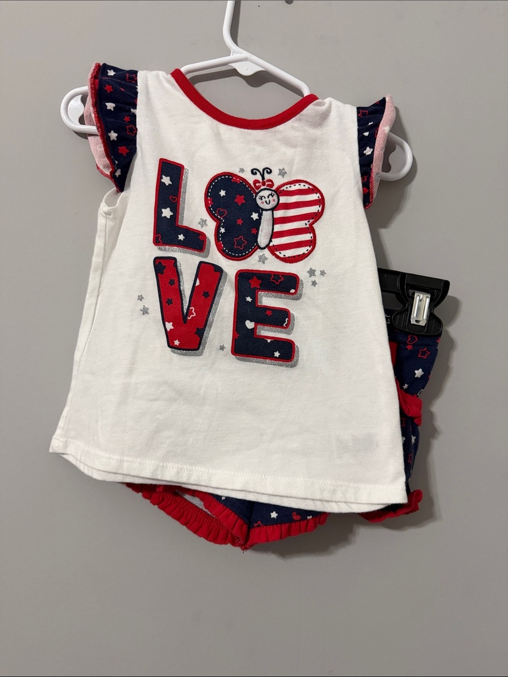 Big Star White, Red & Navy LOVE Butterfly Tank Set-Size 18 months